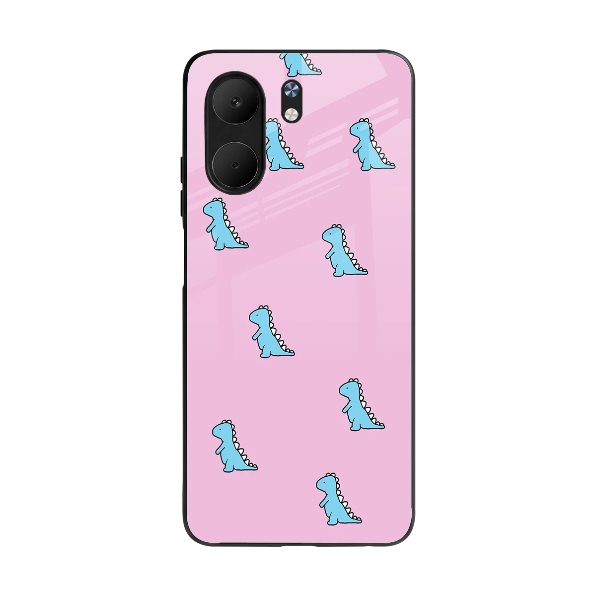 Dino Pink back phone cover | glass case for oppo a5x 5g