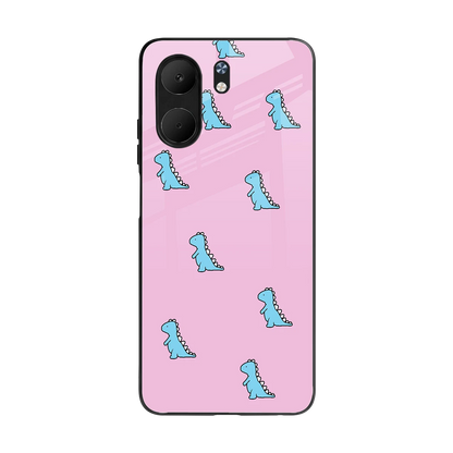 Dino Pink back phone cover | glass case for oppo a5x 5g