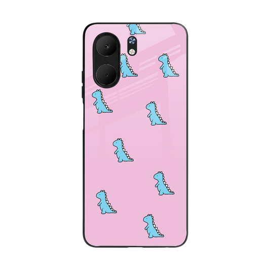 Dino Pink back phone cover | glass case for oppo a5x 5g