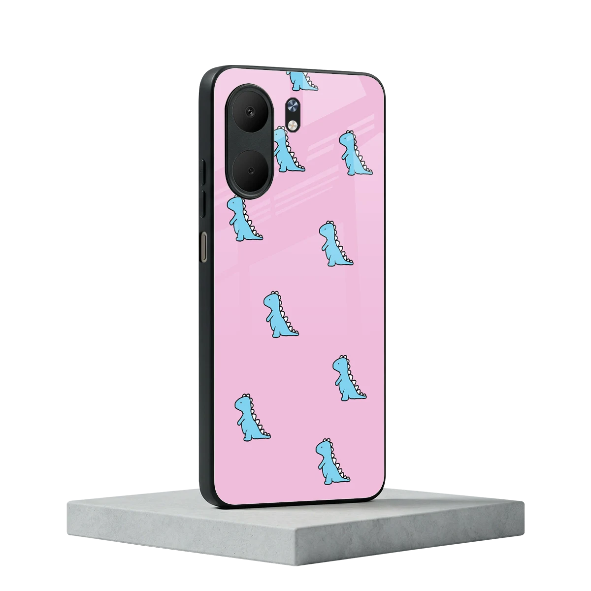 Dino Pink oppo a5x 5g mobile cover | shockproof glass phone case