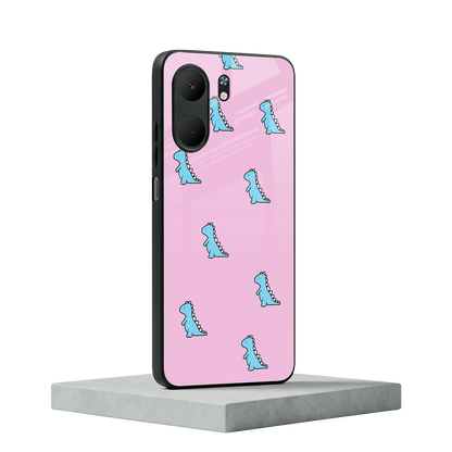 Dino Pink oppo a5x 5g mobile cover | shockproof glass phone case