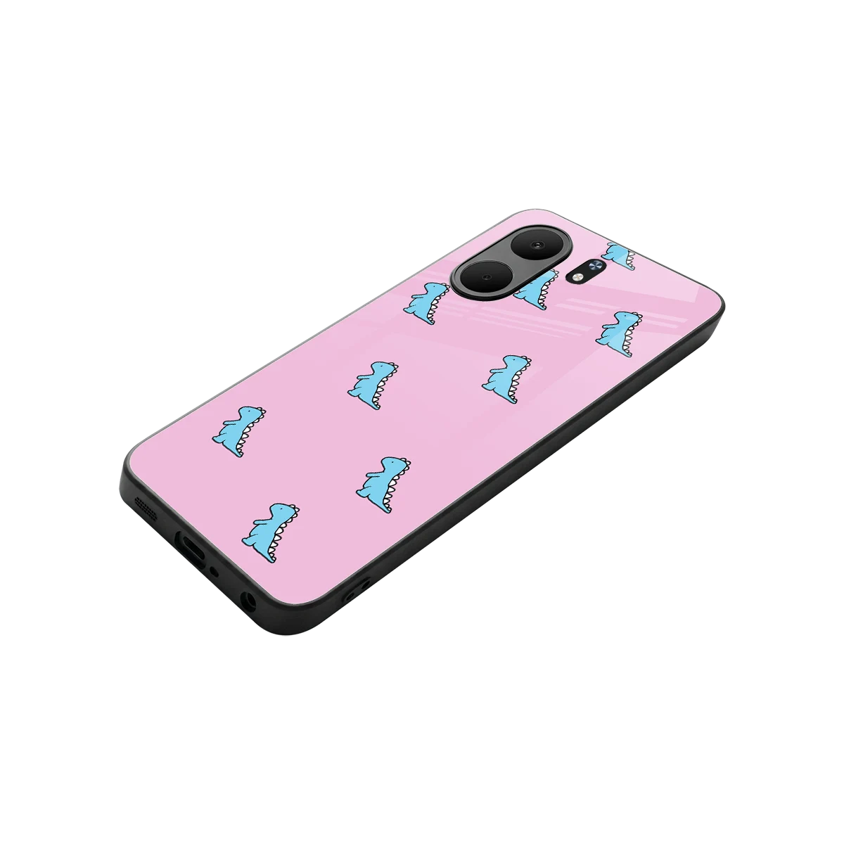 Dino Pink stylish phone case for oppo a5x 5g | glossy glass and slim fit