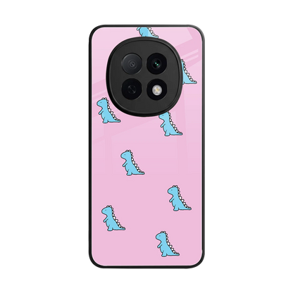 Dino Pink back phone cover | glass case for oppo f29 pro 5g