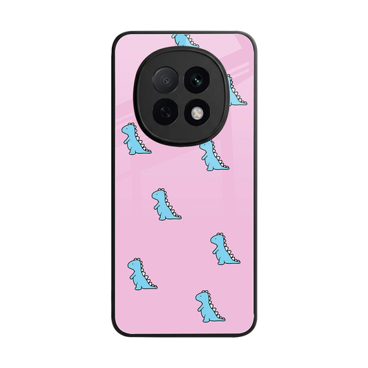 Dino Pink back phone cover | glass case for oppo f29 pro 5g