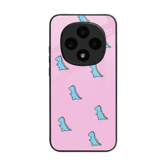 Dino Pink back phone cover | glass case for oppo f31 pro 5g