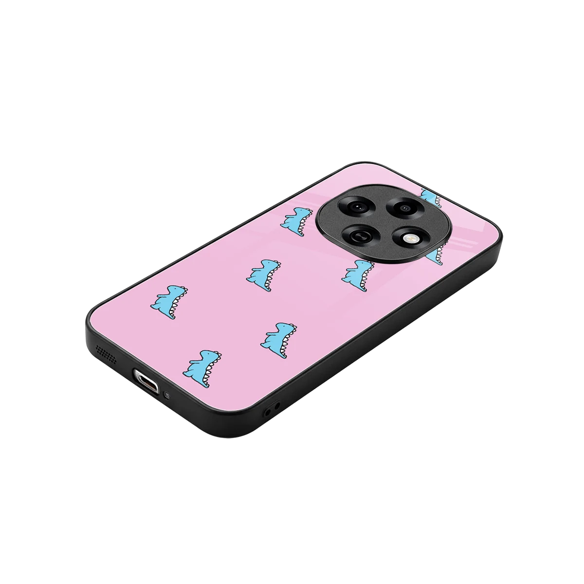 Dino Pink stylish phone case for oppo f31 pro 5g | glossy glass and slim fit