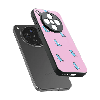 Dino Pink sleek oppo find x8 cover with tempered glass back and TPU edges