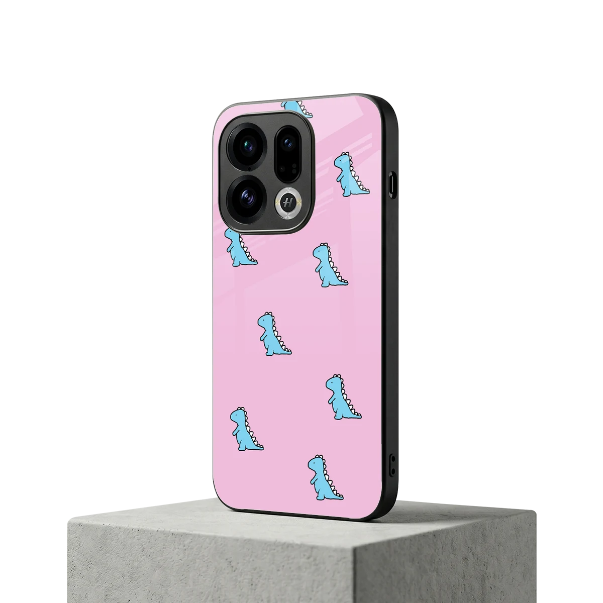 Dino Pink oppo find x9 mobile cover | shockproof glass phone case
