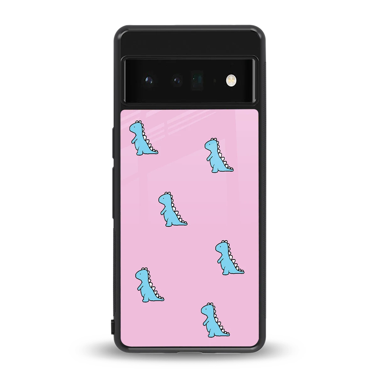 Dino Pink back phone cover | glass case for google pixel 6 pro