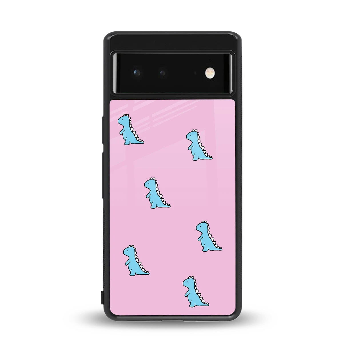 Dino Pink back phone cover | glass case for google pixel 6