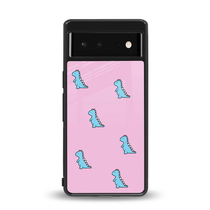 Dino Pink back phone cover | glass case for google pixel 6