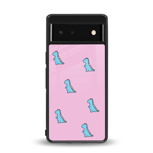 Dino Pink back phone cover | glass case for google pixel 6a