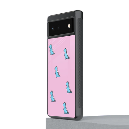 Dino Pink stylish phone case for google pixel 6 | glossy glass and slim fit