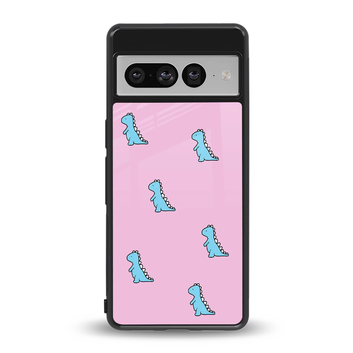 Dino Pink back phone cover | glass case for google pixel 7 pro