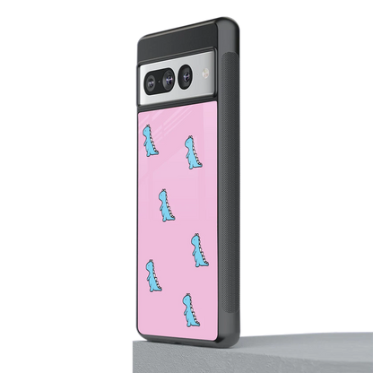Dino Pink stylish phone case for google pixel 7 pro | glossy glass and slim fit