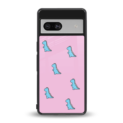 Dino Pink back phone cover | glass case for google pixel 7a