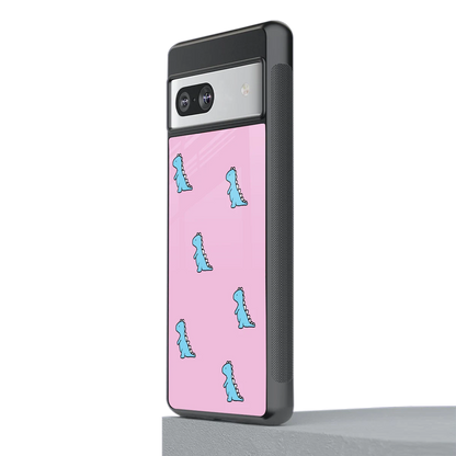 Dino Pink stylish phone case for google pixel 7 | glossy glass and slim fit