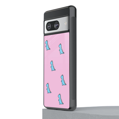 Dino Pink stylish phone case for google pixel 8 | glossy glass and slim fit