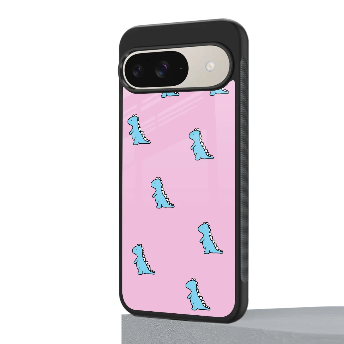 Dino Pink google pixel 9 mobile cover | shockproof glass phone case