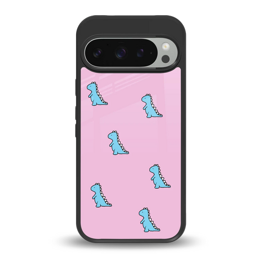 Dino Pink back phone cover | glass case for google pixel 9 pro