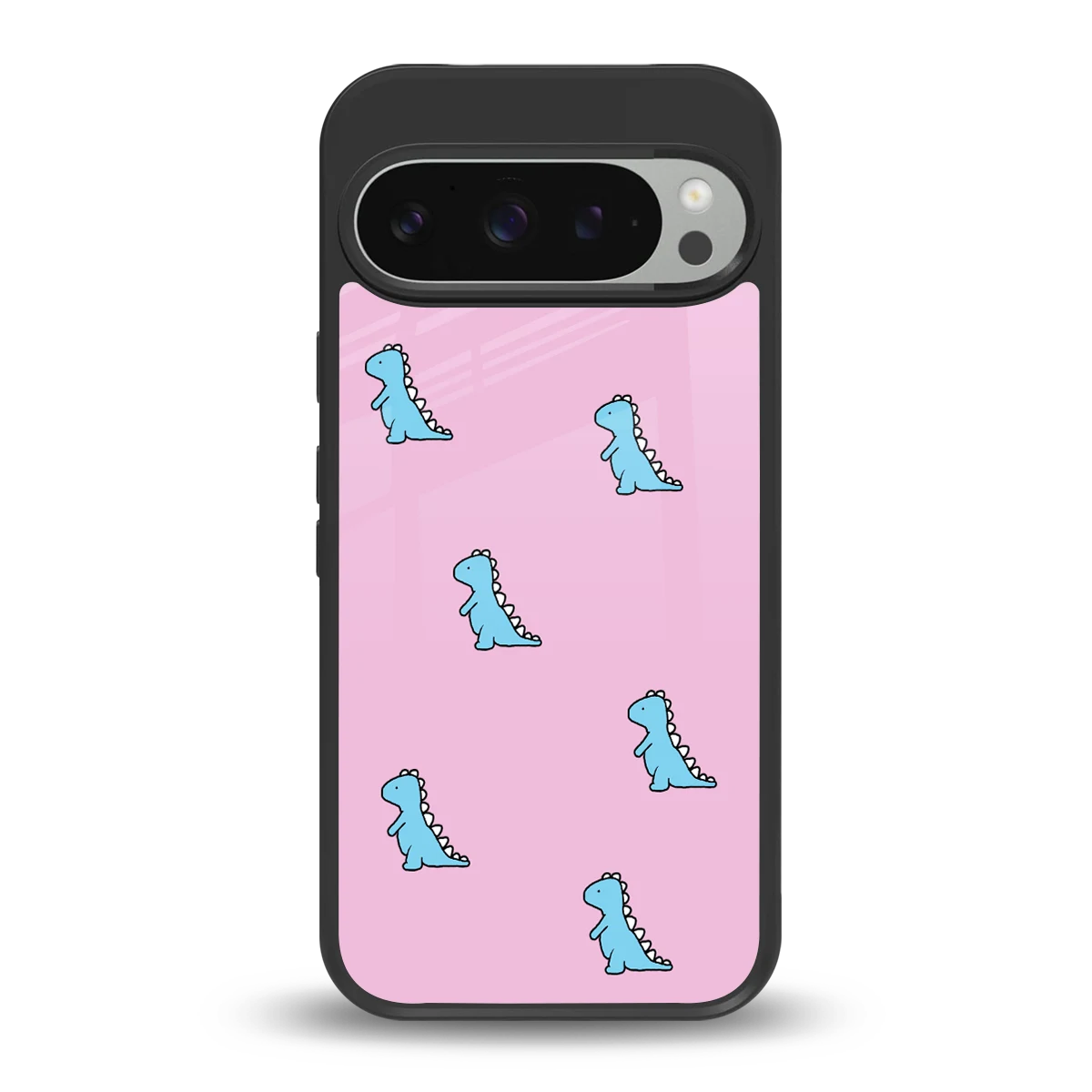 Dino Pink back phone cover | glass case for google pixel 9 pro xl