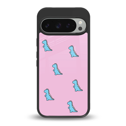 Dino Pink back phone cover | glass case for google pixel 9 pro xl