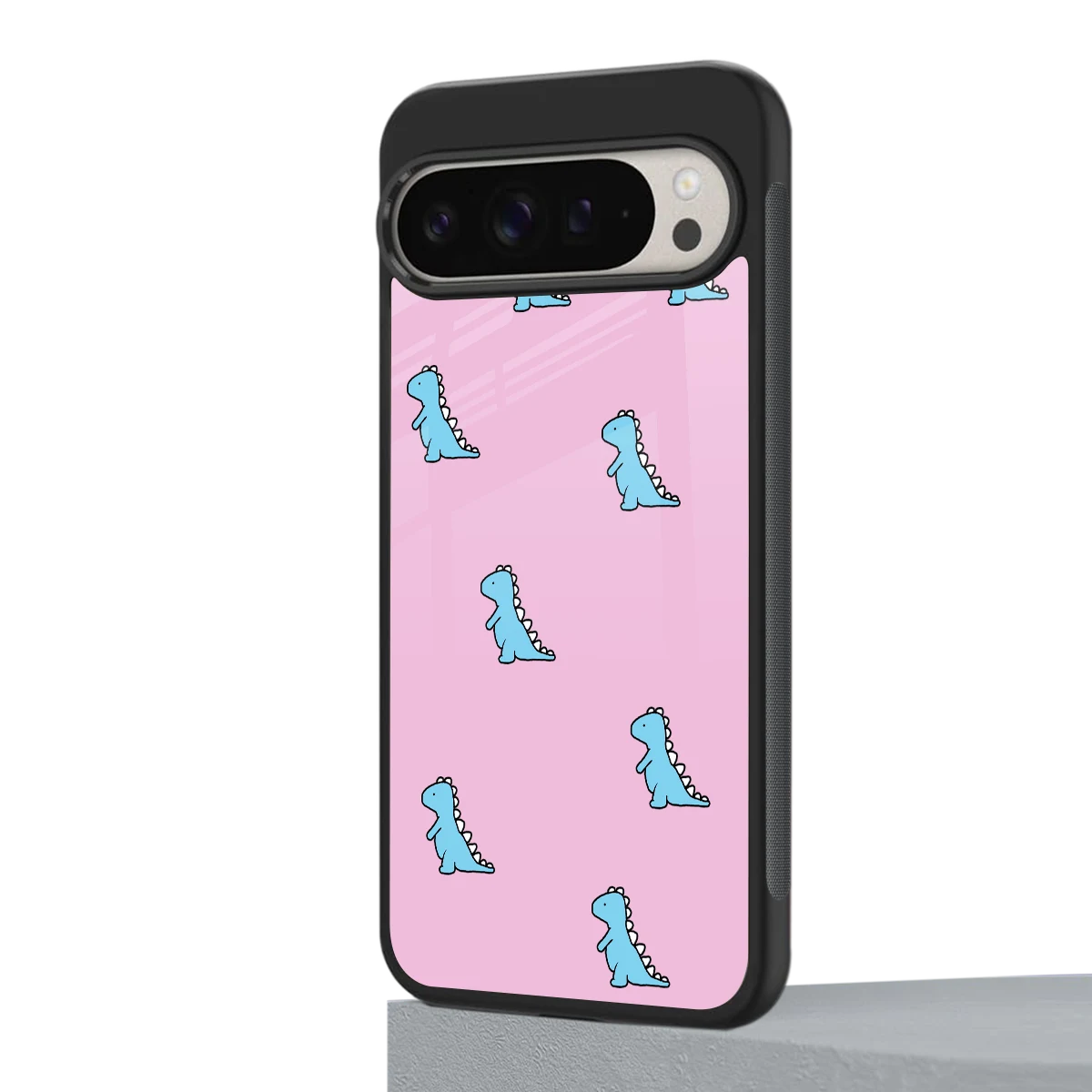 Dino Pink google pixel 9 pro mobile cover | shockproof glass phone case