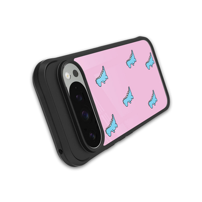 Dino Pink stylish phone case for google pixel 9 pro xl | glossy glass and slim fit