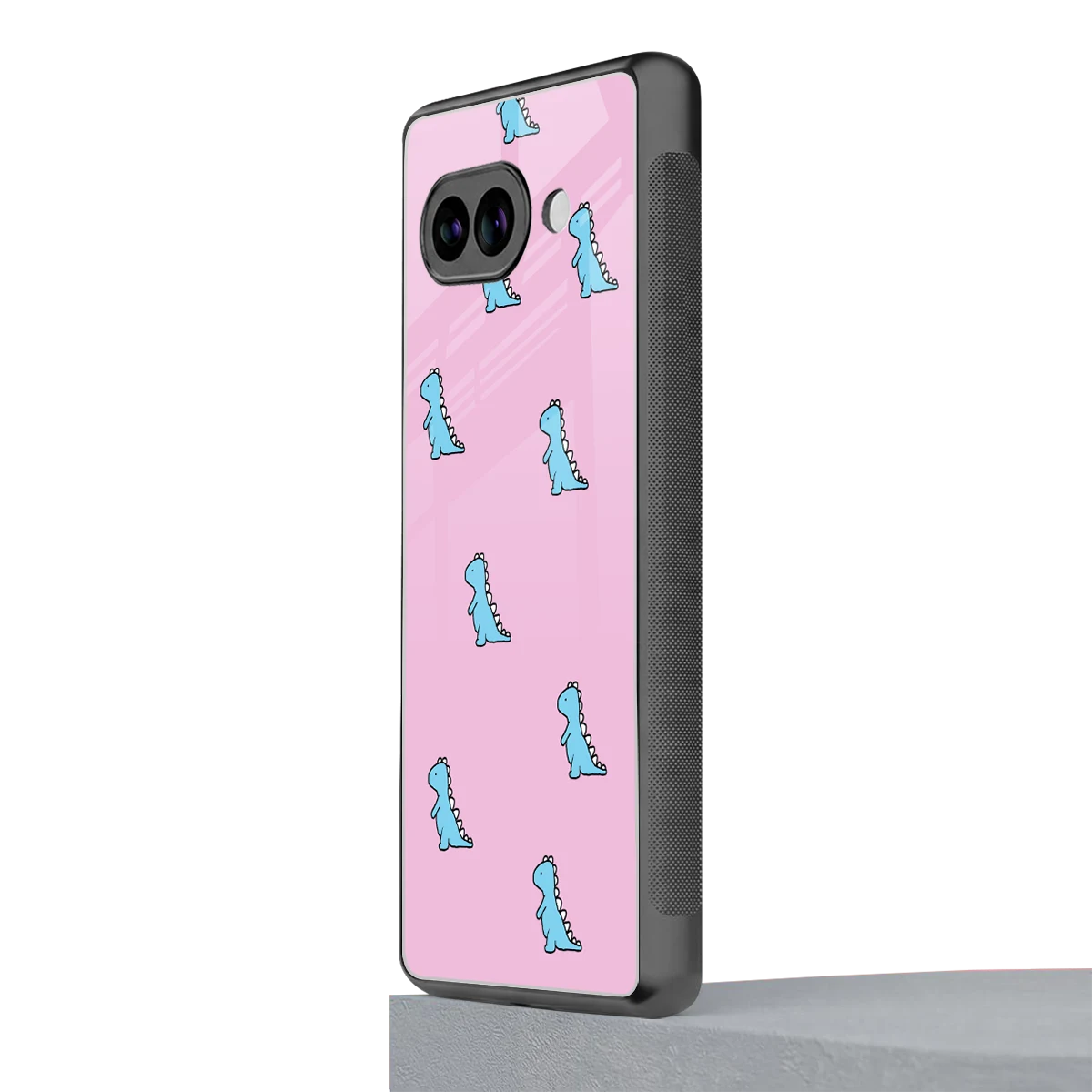 Dino Pink google pixel 9a mobile cover | shockproof glass phone case