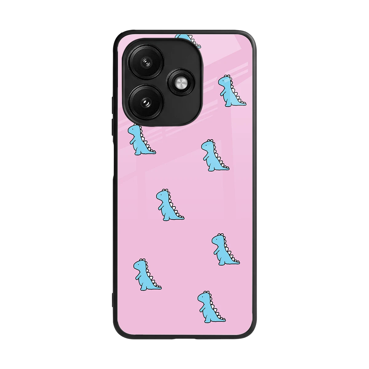 Dino Pink back phone cover | glass case for redmi 12 5g