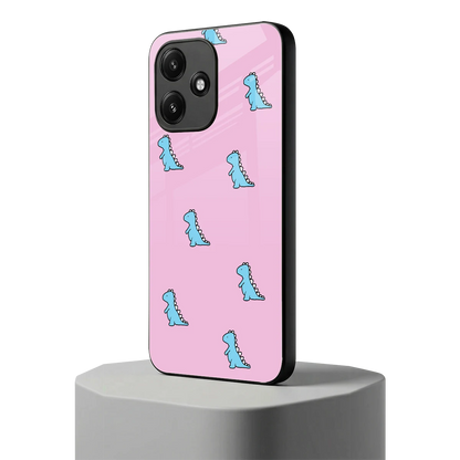 Dino Pink redmi 12 5g mobile cover | shockproof glass phone case