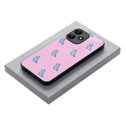 Dino Pink stylish phone case for redmi 12 5g | glossy glass and slim fit