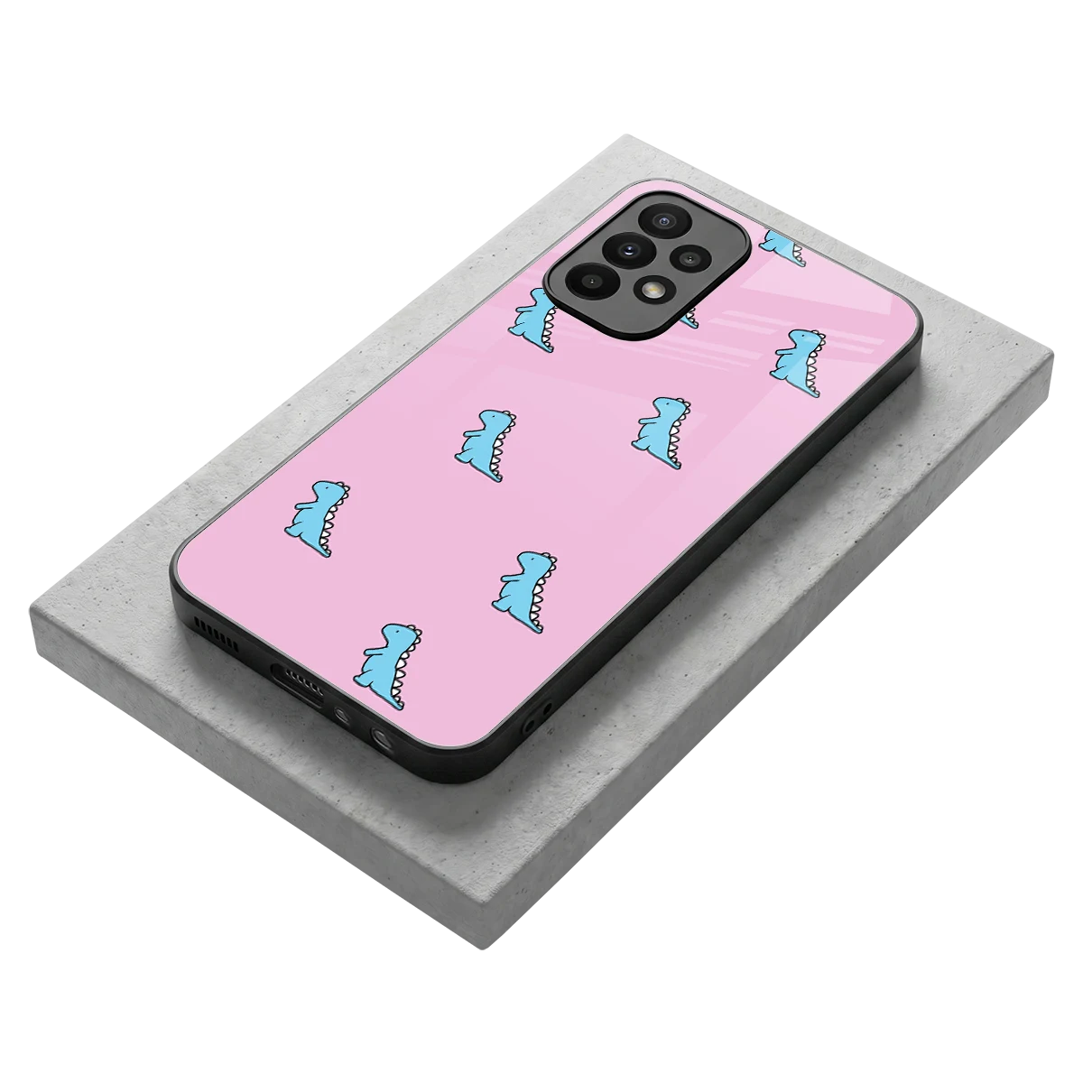 Dino Pink stylish phone case for samsung galaxy a23 | glossy glass and slim fit