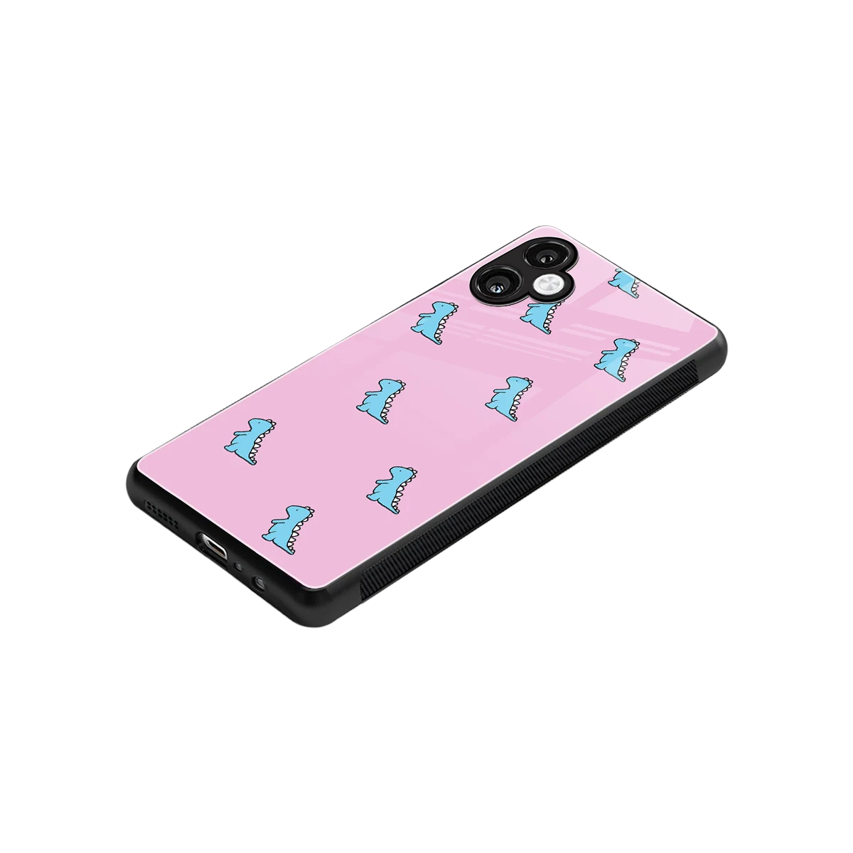 Dino Pink stylish phone case for samsung galaxy a06 5g | glossy glass and slim fit