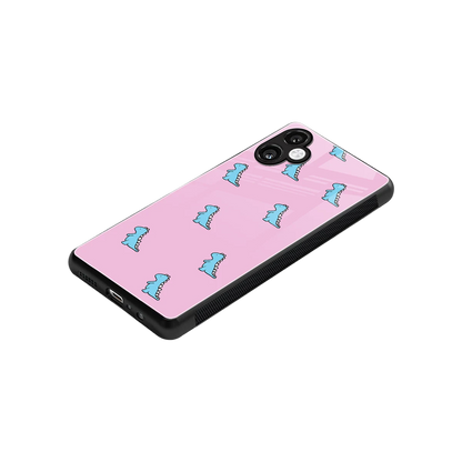Dino Pink stylish phone case for samsung galaxy a06 5g | glossy glass and slim fit