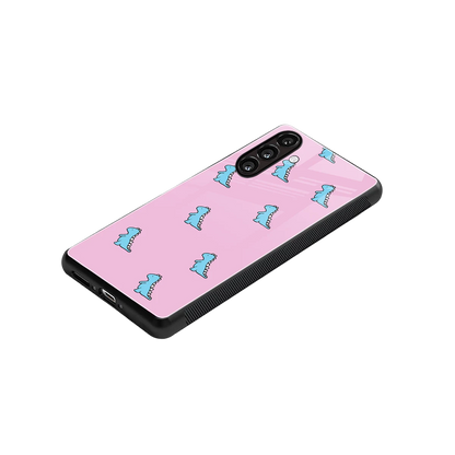Dino Pink stylish phone case for samsung galaxy a37 5g | glossy glass and slim fit