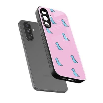 Dino Pink sleek samsung galaxy a37 5g cover with tempered glass back and TPU edges