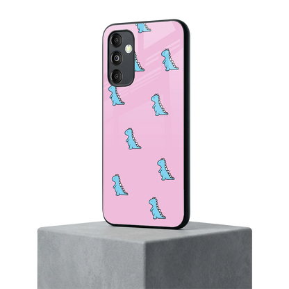 Dino Pink samsung galaxy m14 5g mobile cover | shockproof glass phone case