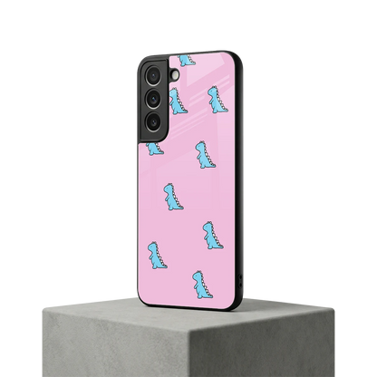Dino Pink samsung galaxy s22 mobile cover | shockproof glass phone case
