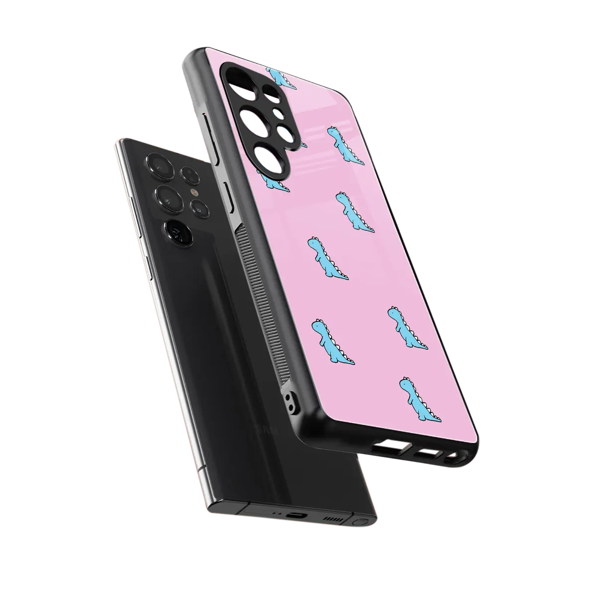 Dino Pink sleek samsung galaxy s26 ultra cover with tempered glass back and TPU edges