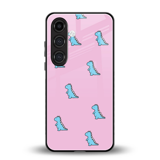 Dino Pink back phone cover | glass case for samsung galaxy s24 plus