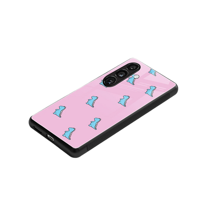Dino Pink stylish phone case for samsung galaxy s26 | glossy glass and slim fit