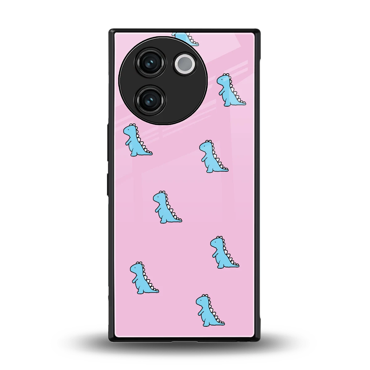 Dino Pink back phone cover | glass case for vivo v30e