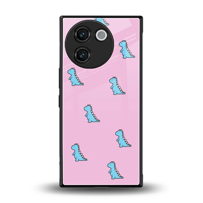 Dino Pink back phone cover | glass case for vivo v30e