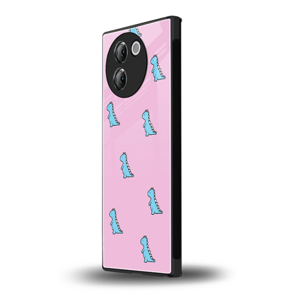 Dino Pink vivo v30e mobile cover | shockproof glass phone case