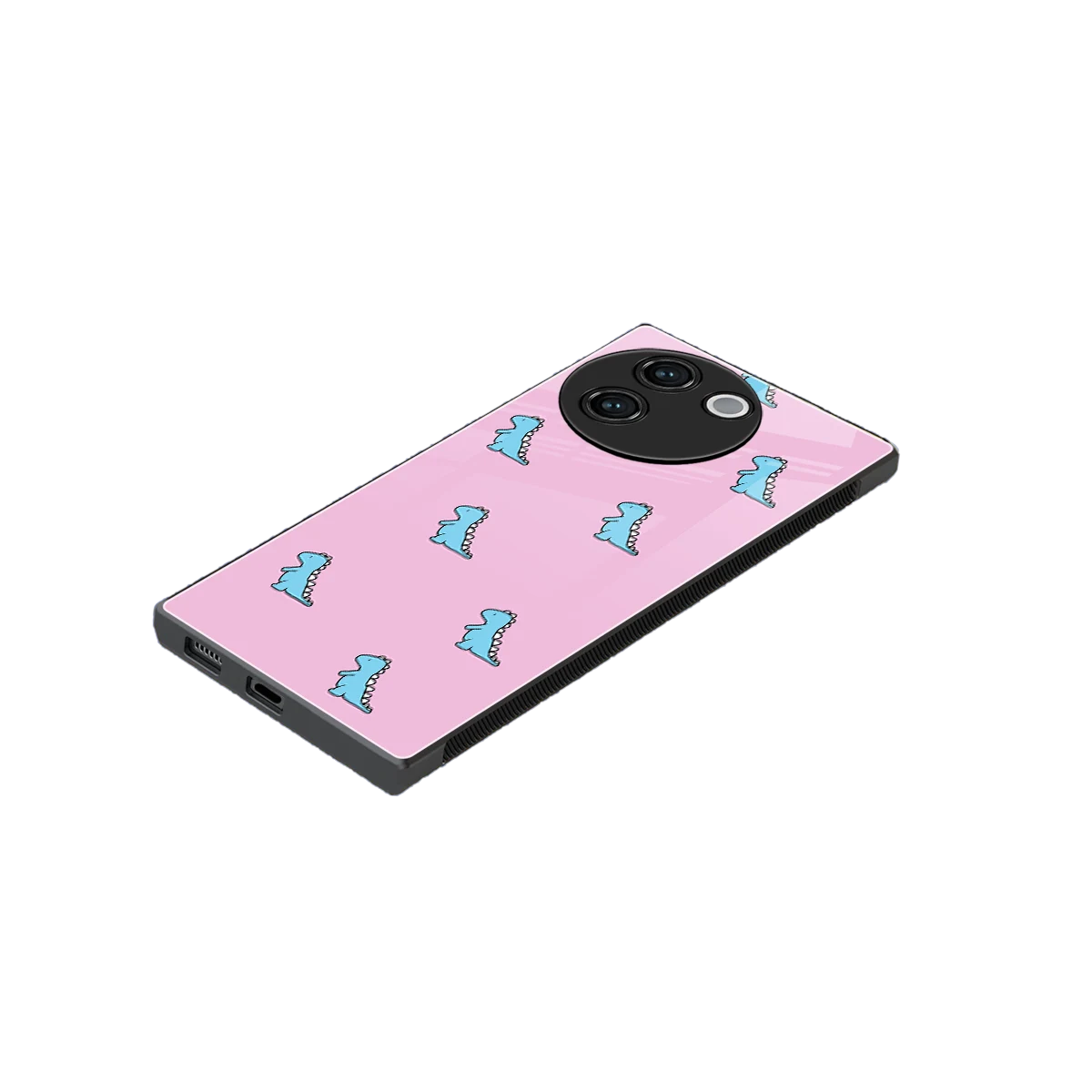 Dino Pink stylish phone case for vivo v30e | glossy glass and slim fit