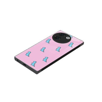 Dino Pink stylish phone case for vivo v30e | glossy glass and slim fit