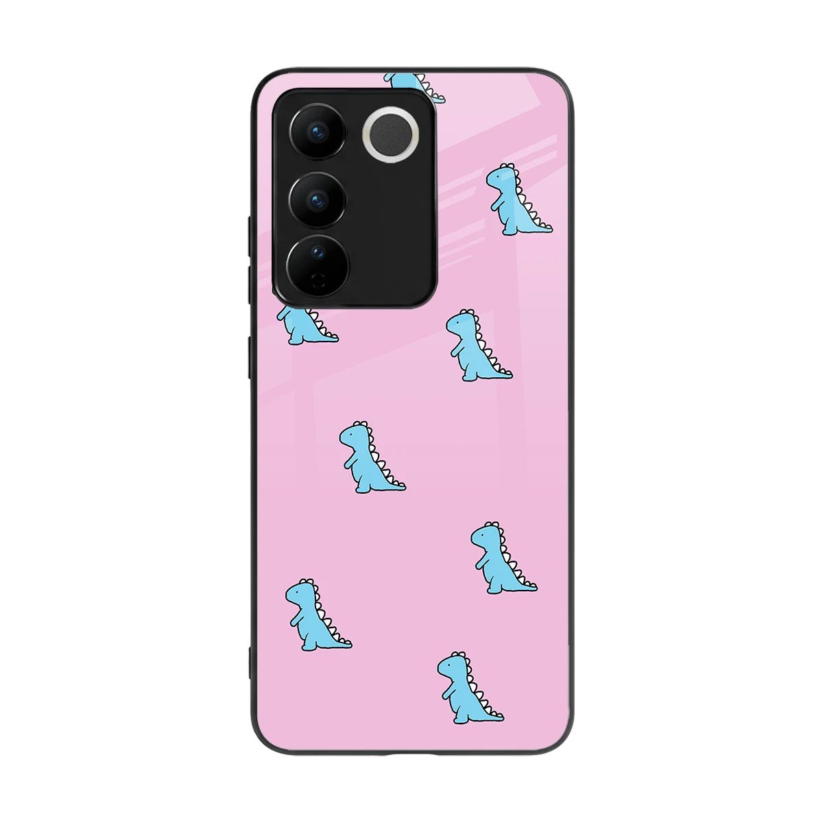 Dino Pink back phone cover | glass case for vivo v27 5g