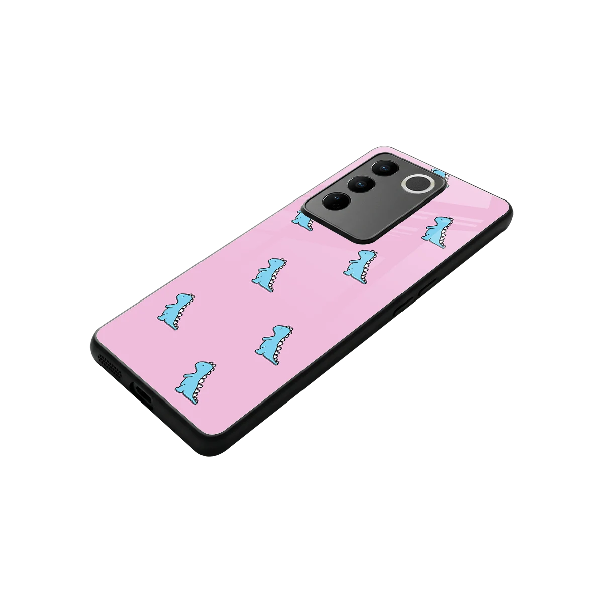 Dino Pink stylish phone case for vivo v27 5g | glossy glass and slim fit