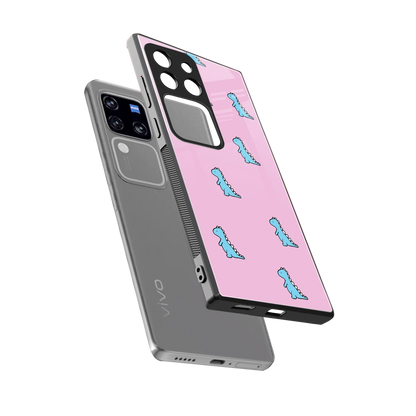Dino Pink sleekvivo v30 pro cover with tempered glass back and TPU edges